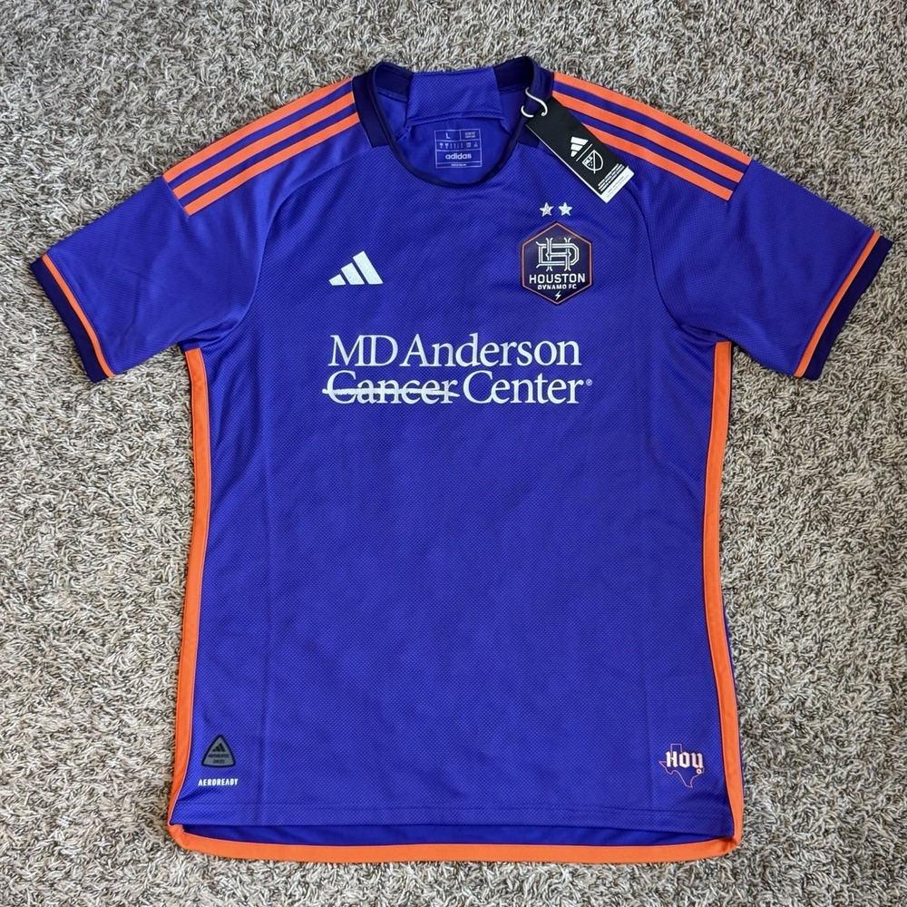 Adidas Houston Dynamo FC Authentic Jersey Mens Large Purple Orange 24/25 MLS NEW